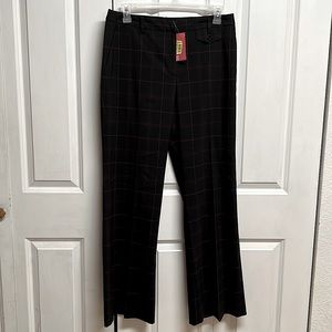 Dorothee Bis Black Pink Plaid Stretch Mid Rise Trousers Dress Pants Size 12 NWT